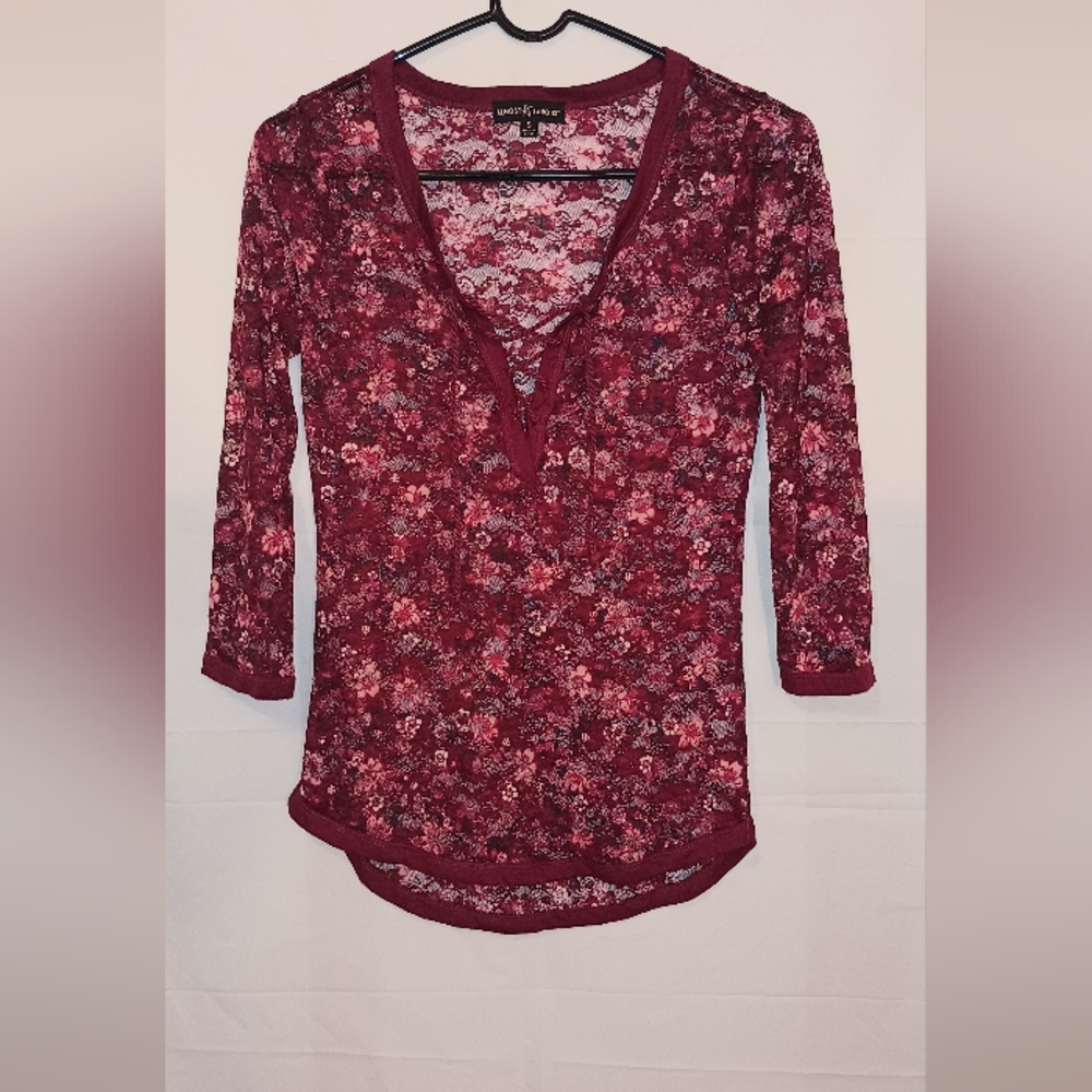 Almost famous red sheer blouse